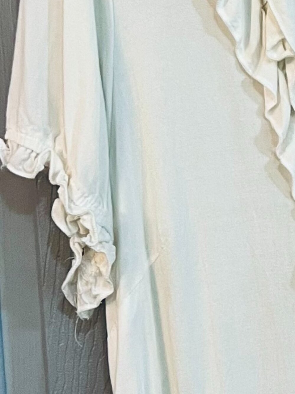 White Ruffled Button-up Top Short Sleeve - Picture 5 of 5